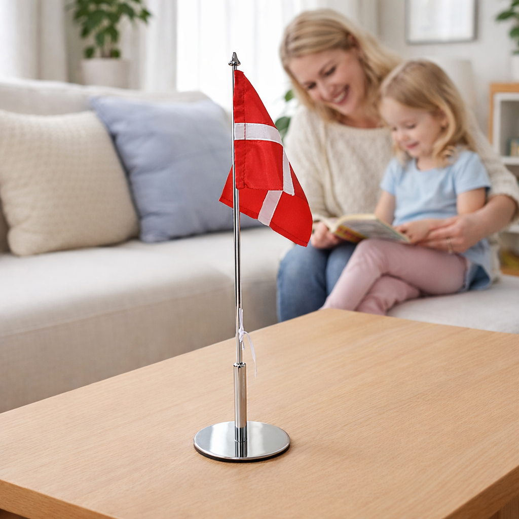 Bordflag på bord i stue Bordflag på bord i stue