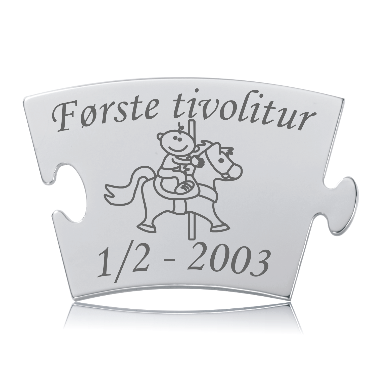 Memozz Classic brik "Første tivolitur" med barn på gyngehest gravering
