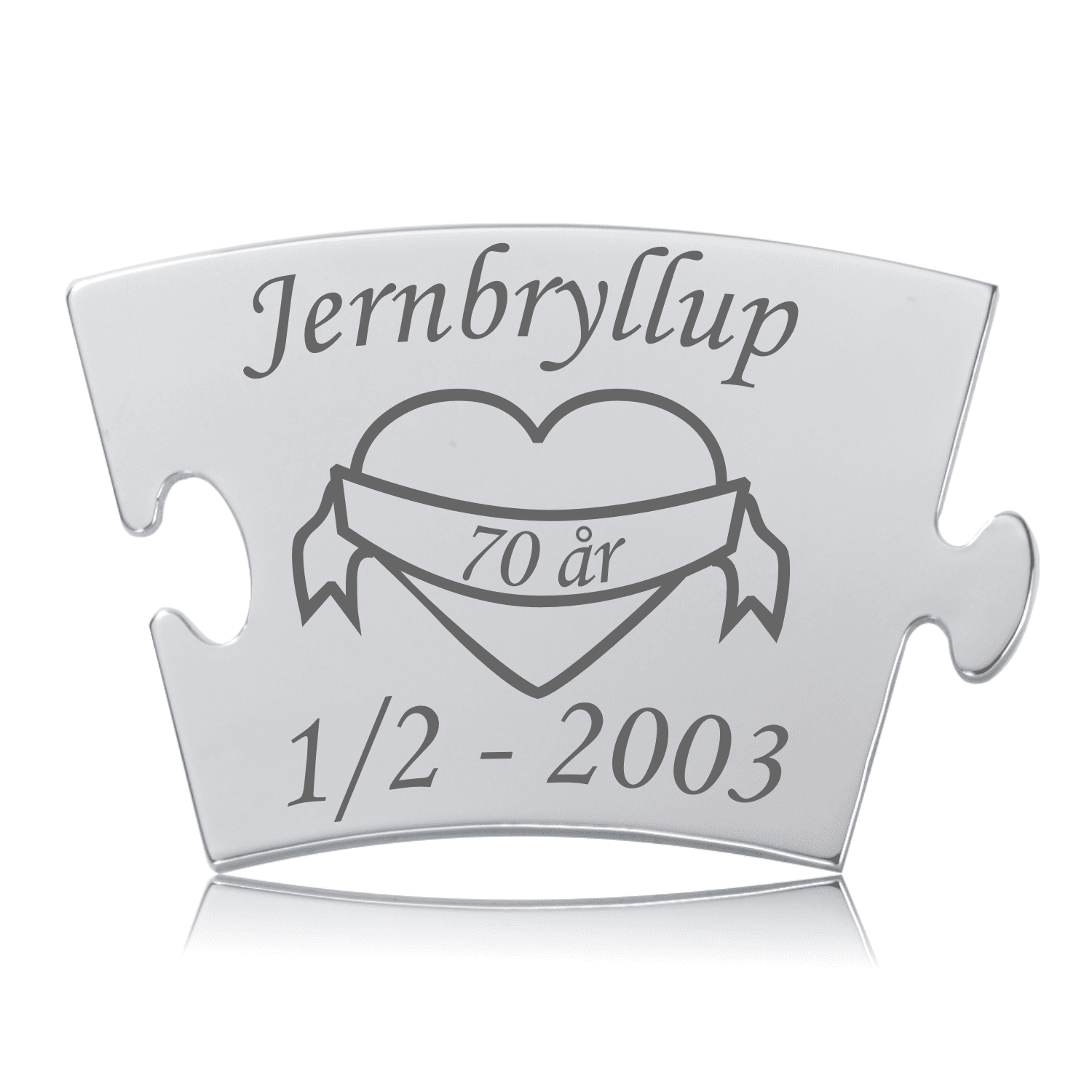 Jernbryllup Memozz Classic Brik Memozz Classic brik til Jernbryllup med 70 år og dato graveret i skinnende rustfrit stål
