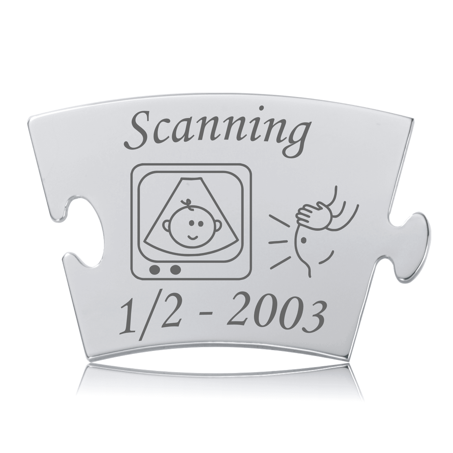 Scanning Brik til Memozz Classic Memozz Classic Scanning brik i poleret rustfrit stål med gravering af scanningsbillede og teksten Scanning.