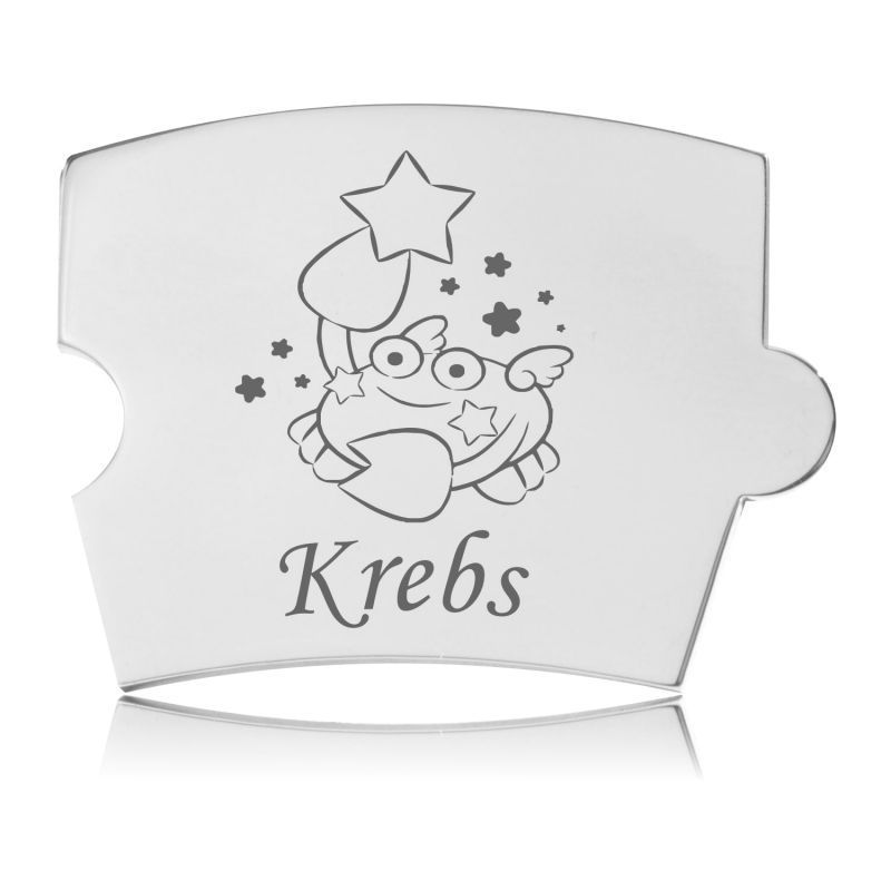 Spin - Stjernetegn - Krebs mindebrik i stål Memozz Spin brik med ingraveret krabbe som stjernetegn for Krebsen, i håndpoleret rustfrit stål