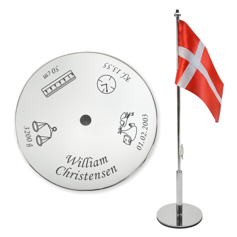 BF.5001-1 Fødselsdagsflag med navn, Bordflag med gravering til fødselsdag
