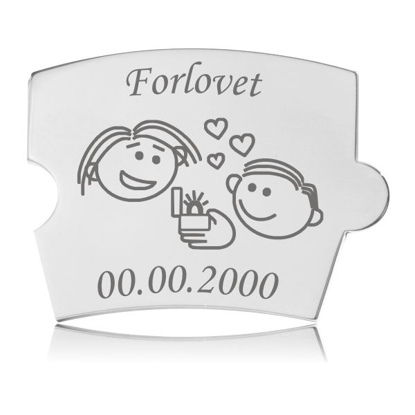 Forlovet - Model Par Memozz Spin Brik Memozz Spin mindebrik "Forlovet" i blankt stål med gravering af forelsket par og dato
