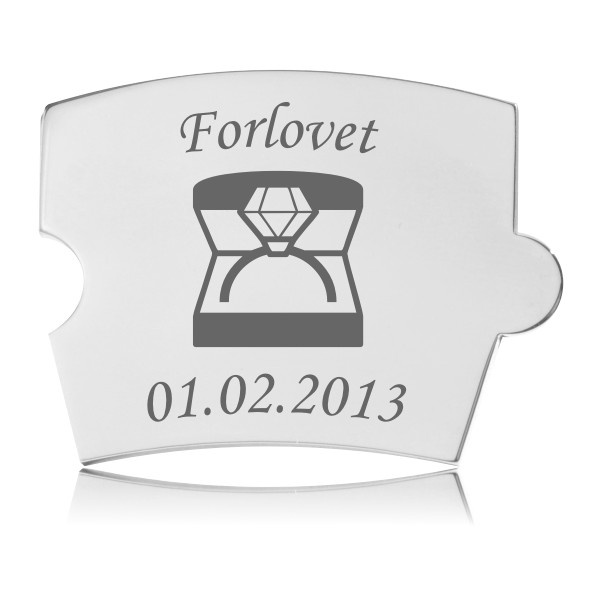 Memozz Spin brik Forlovet med diamantring. Håndpoleret rustfrit stål med lasergravering.