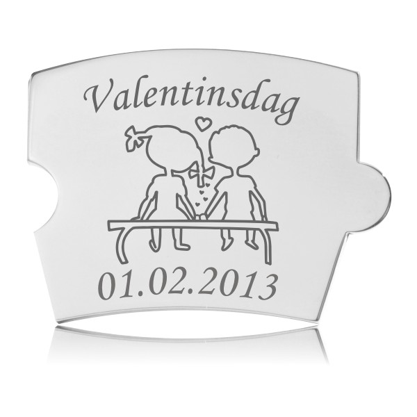 Memozz Spin brik til Valentinsdag med gravering af kæreste par og dato i håndpoleret rustfrit stål