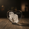 Glasblok hjerte med 3D gravering